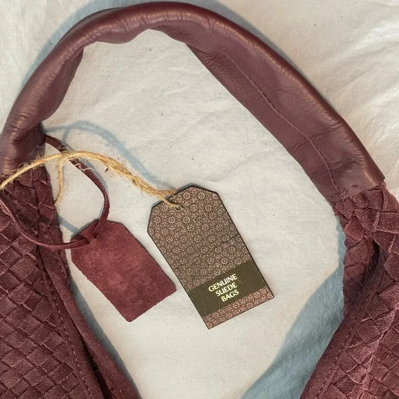 Genuine Suede Burgundy Woven Hobo Bag Fall 2025 - Picture 9 of 9
